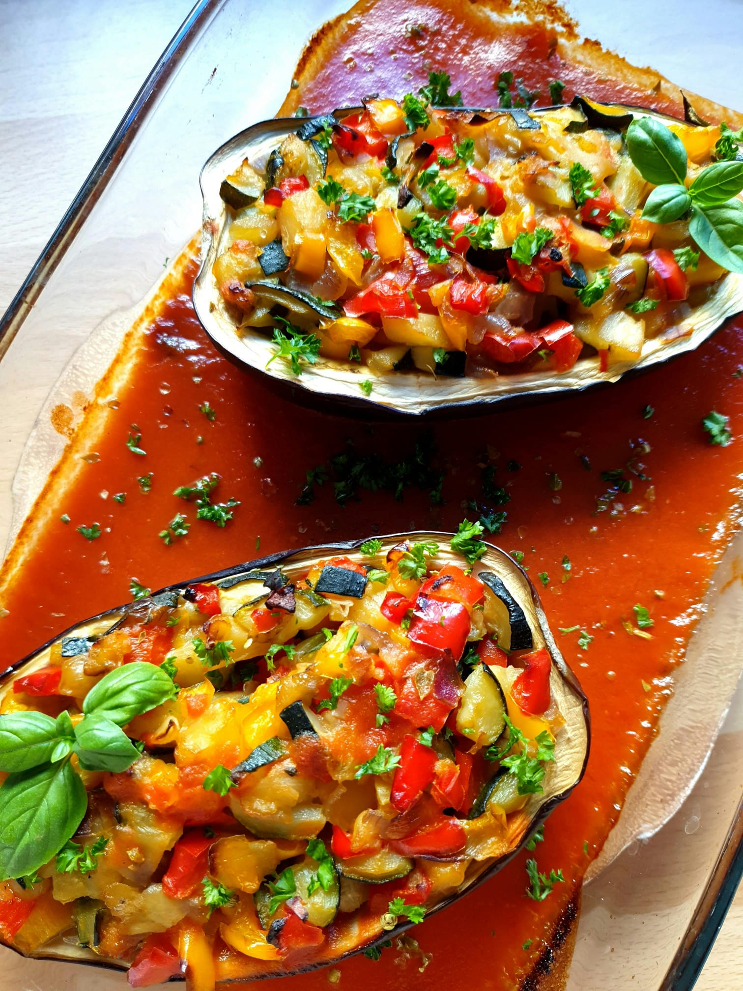 Gebackene Auberginen